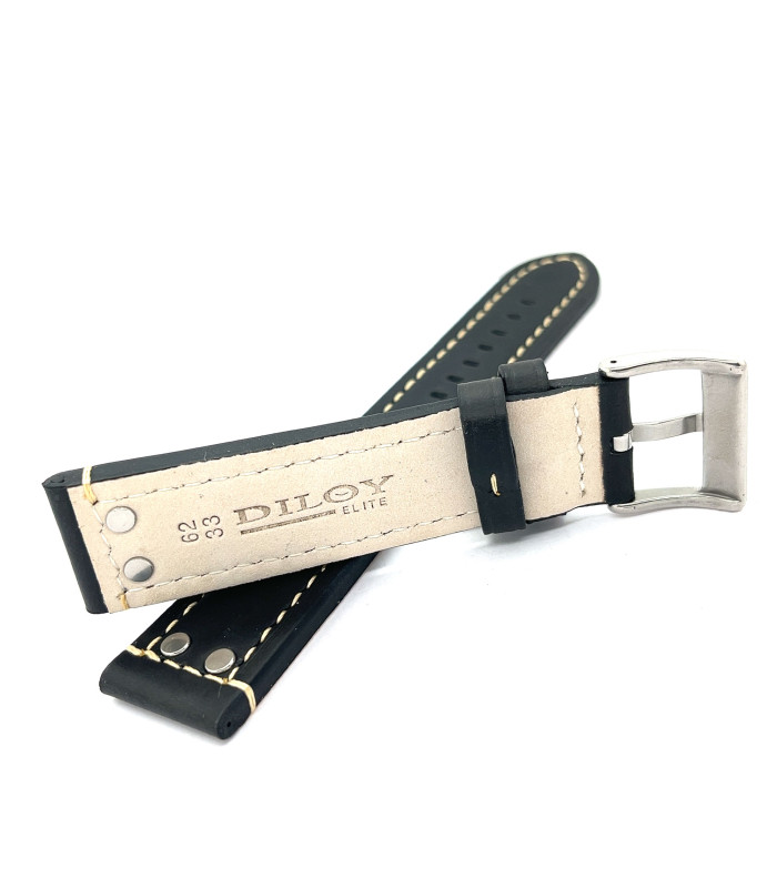 Correa de Reloj de cuero tipo Aviador con remaches de acero 18mm 20mm 22mm 24mm Ref 381