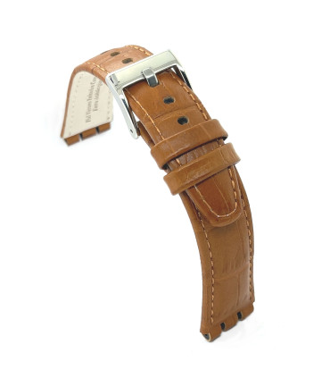 Correa de Reloj de piel compatible con Swatch Irony. Cuero grabado cocodrilo alligator 21-23mm Ref 328