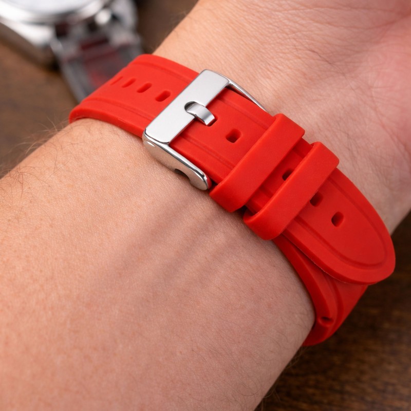 Correa de reloj de silicona BR11 – Hebilla acero inoxidable –  20mm 22mm 24mm