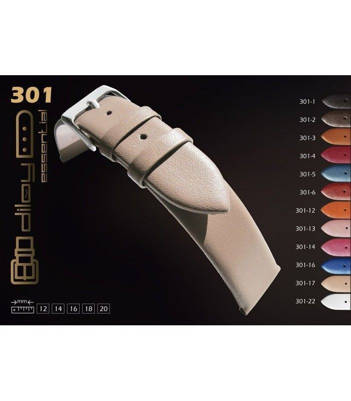 Correa de Reloj de Piel Vacuno cuero liso Sin costuras 12mm 14mm 16mm 18mm 20mm 22mm Ref. 301