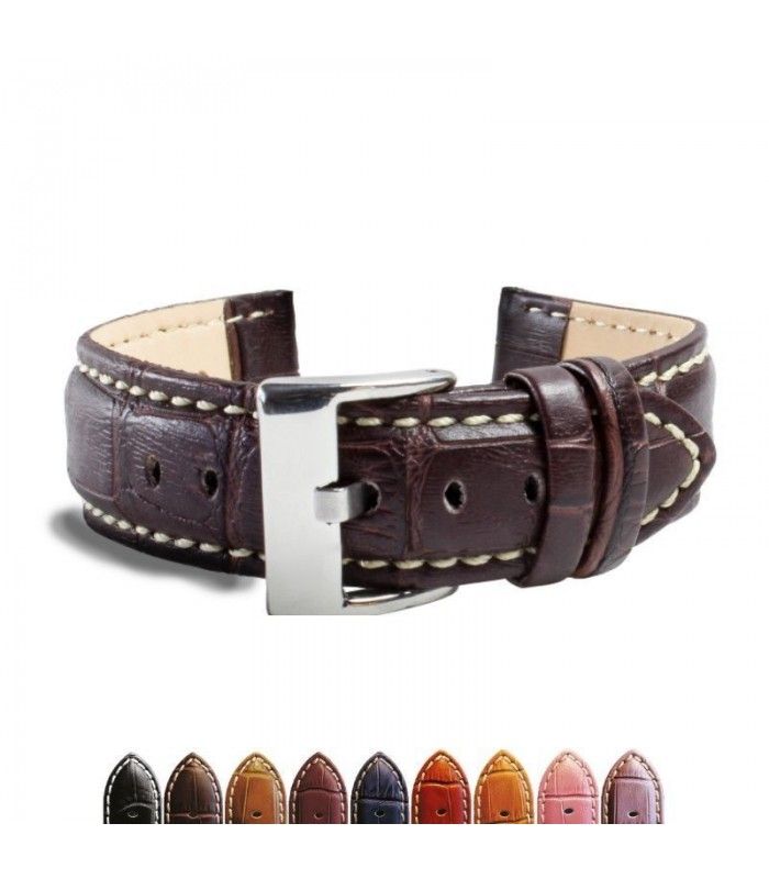 Correa de piel imitación cocodrilo para reloj Diloy 378