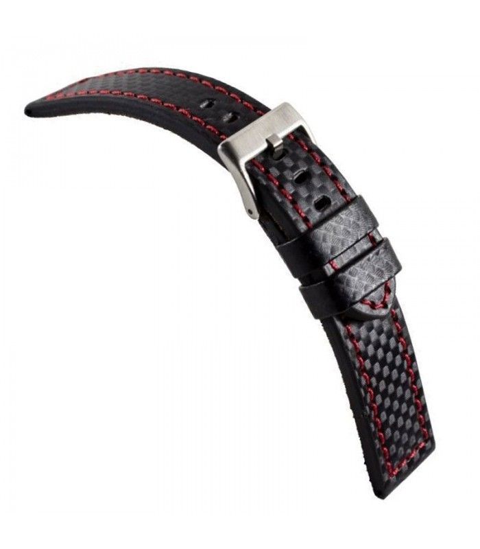 Correa de piel acabado tecnocarbón para reloj, Diloy 382