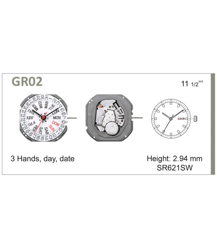 Máquina o movimiento para reloj MIYOTA GR02