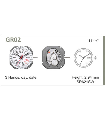 Máquina o movimiento para reloj MIYOTA GR02