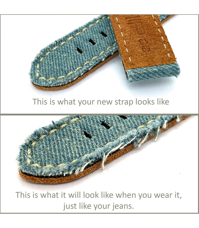 Correas de Reloj de tela vaquera y cuero. Ref 390
